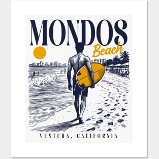 Vintage Surfing Mondos Beach, Ventura, California // Retro Surfer Sketch // Surfer's Paradise Posters and Art